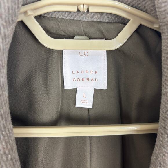 Lauren Conrad Double Breasted Jacket Coat Large Tan Beige Soft Cozy Preppy - Picture 7 of 9